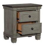 Weaver Coffee/Antique Gray Wood 2-Drawer Nightstand