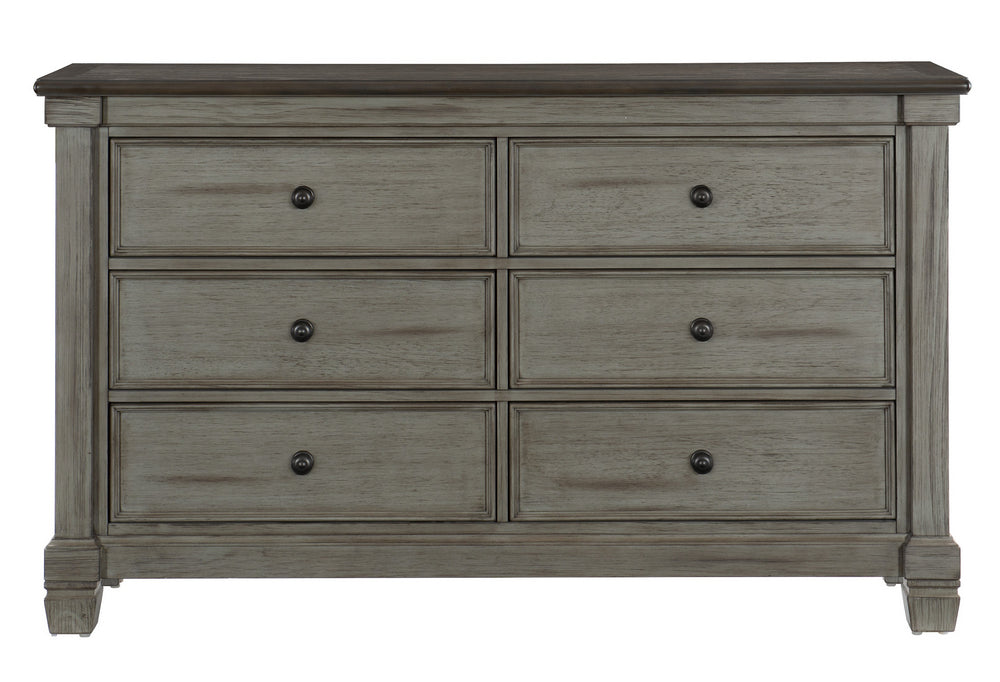 Weaver Coffee/Antique Gray Wood 6-Drawer Dresser