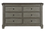 Weaver Coffee/Antique Gray Wood 6-Drawer Dresser