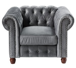 Welwyn Dark Gray Velvet Fabric Tufted Chair