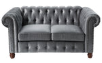 Welwyn Dark Gray Velvet Fabric Tufted Loveseat