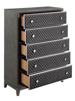 West End Wire-Brushed Gray Wood 5-Drawer Chest