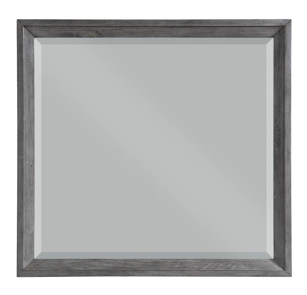 West End Wire-Brushed Gray Wood Dresser Mirror