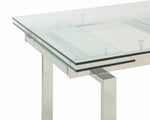 Wexford Clear Glass/Chrome Metal Extendable Dining Table