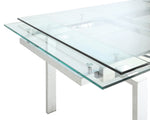 Wexford Clear Glass/Chrome Metal Extendable Dining Table