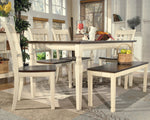 Whitesburg 6-Pc Brown/Cottage White Wood Dining Table Set