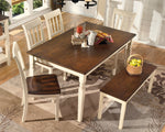 Whitesburg 6-Pc Brown/Cottage White Wood Dining Table Set