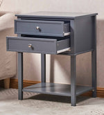 Wilburg Gray Wood 2-Drawer Side Table