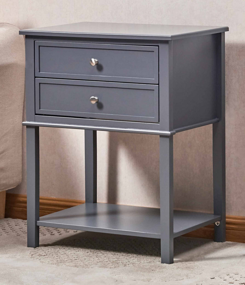 Wilburg Gray Wood 2-Drawer Side Table