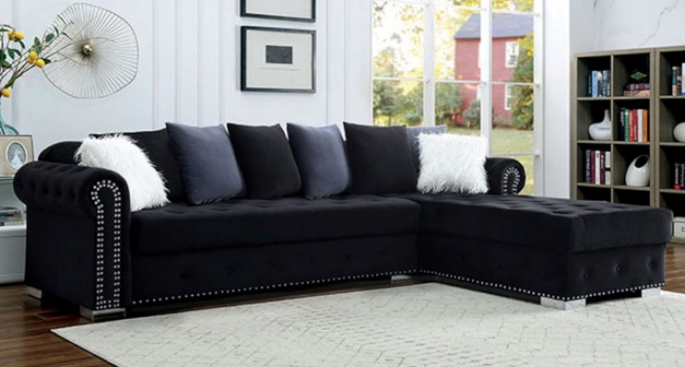 Wilmington 2-Pc Black RAF Sectional Sofa