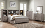 Woodrow Gray Full Bed w/Bookcase Headboard & Drawers