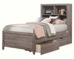 Woodrow Gray Twin Bed w/Bookcase Headboard & Drawers