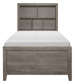 Woodrow Gray Wood Twin Bed with Bookcase Headboard