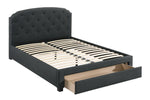 Wynry Charcoal Linen Fabric Full Platform Storage Bed