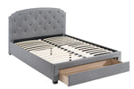 Wynry Light Grey Linen Fabric Full Platform Storage Bed