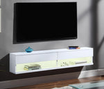 Ximena White Wood Floating TV Stand with Touch LED Light