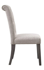 Yabeina 2 Beige Linen/Gray Wood Button Tufted Side Chairs