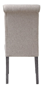 Yabeina 2 Beige Linen/Gray Wood Button Tufted Side Chairs