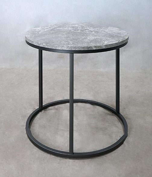 Yaretzi Grey Faux Marble/Gunmetal End Table