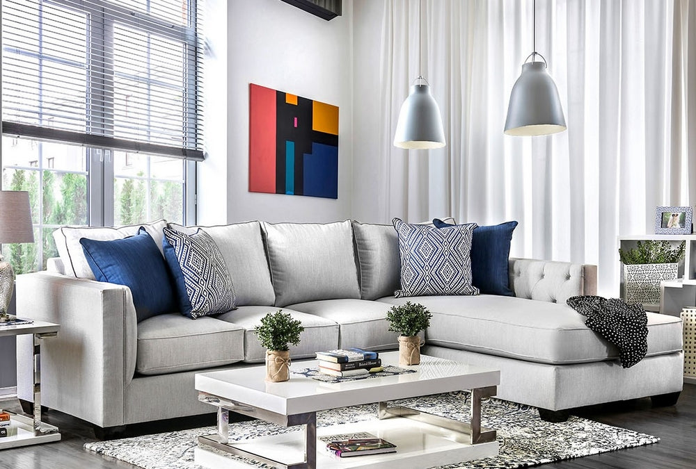 Ornella Light Gray Fabric RAF Sectional Sofa