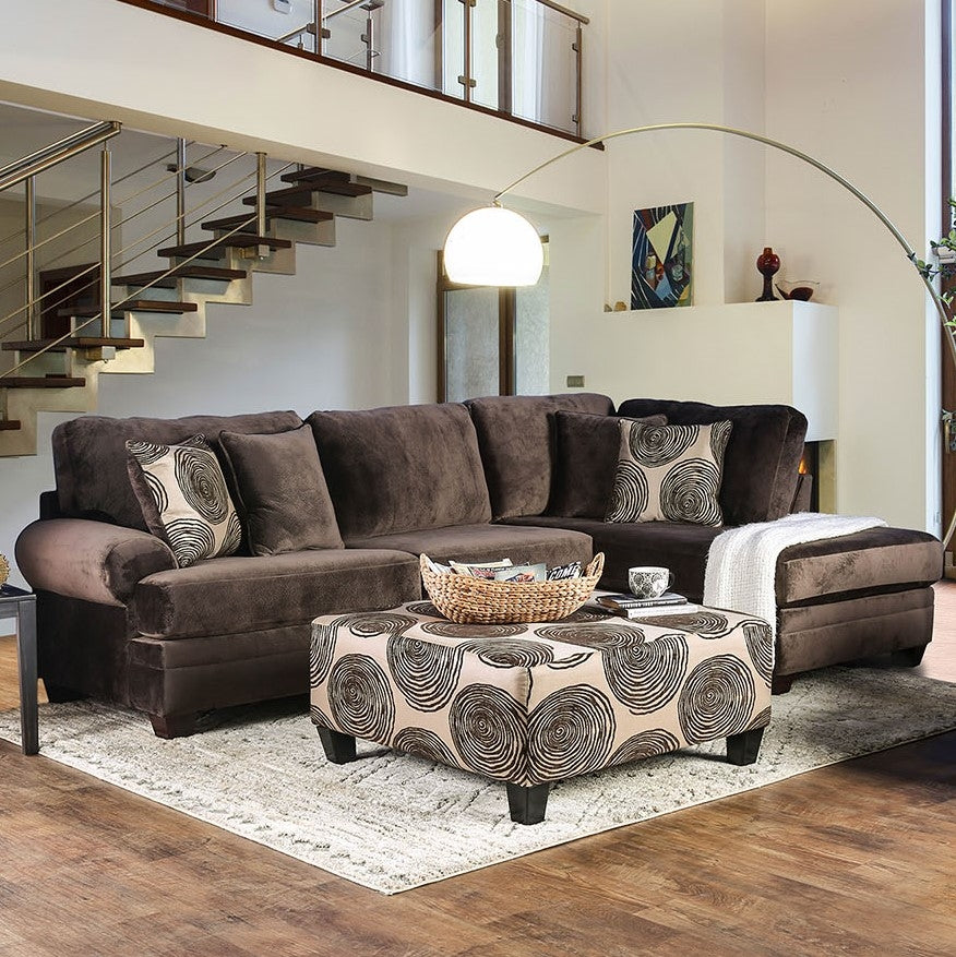 Bonaventura Brown Microfiber Sectional Sofa