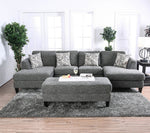 Lowry Gray Chenille Sectional Sofa w/ Ottoman