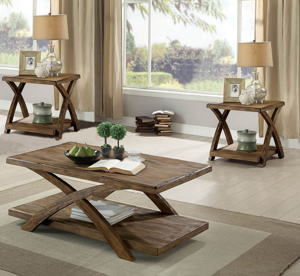 Bryanna 3-Pc Antique Light Oak Wood Table Set