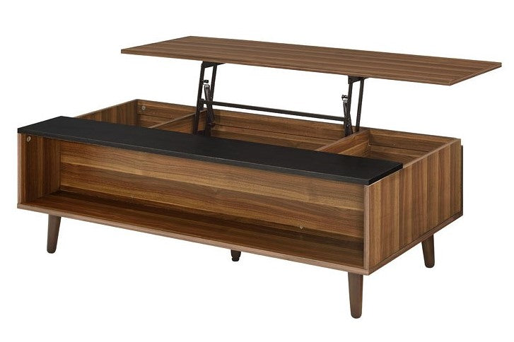 Avala Walnut/Black Wood Coffee Table with Lift Top