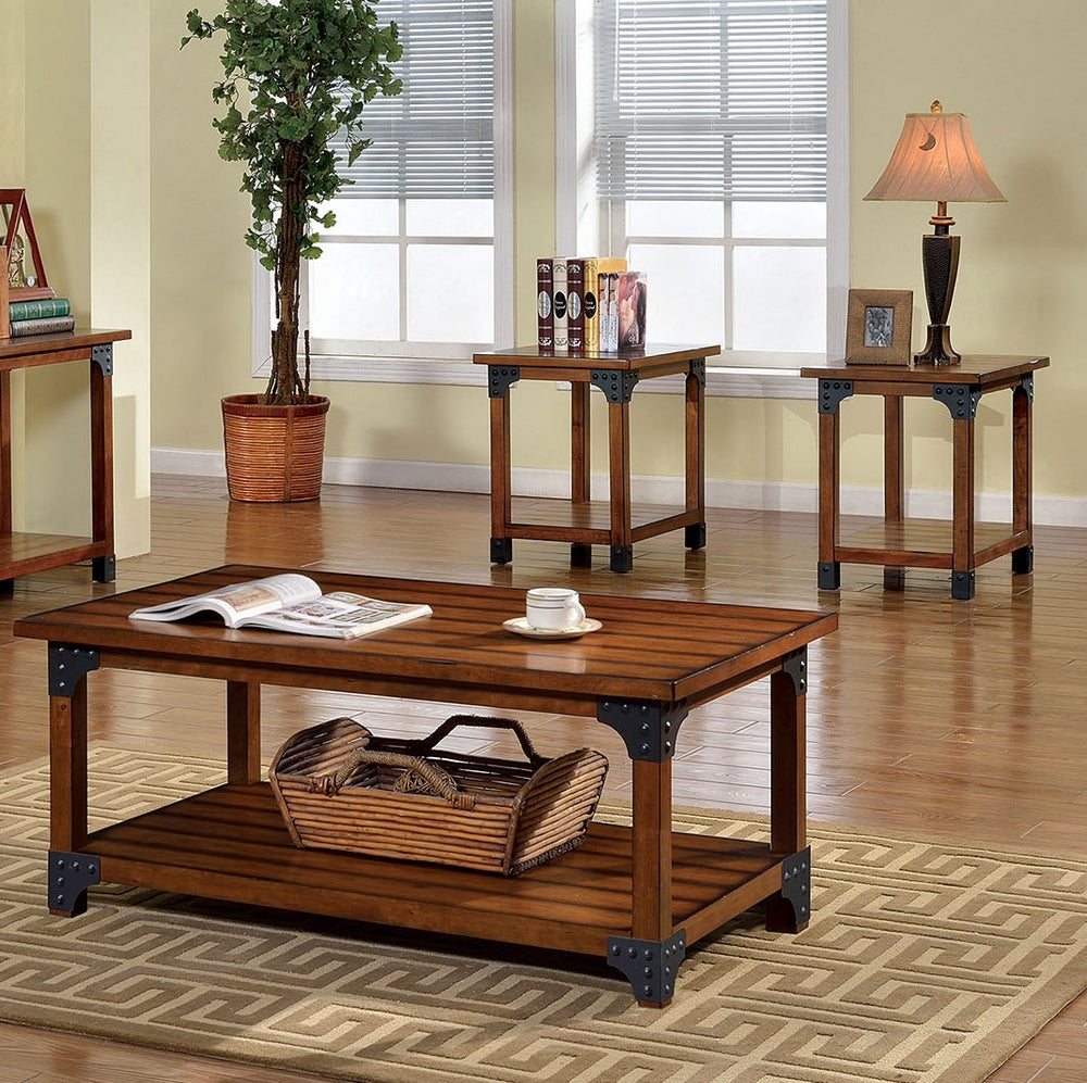 Bozeman 3-Pc Antique Oak Wood Table Set