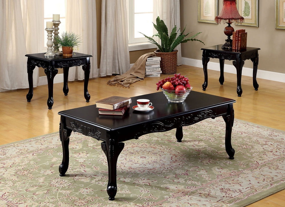 Cheshire 3-Pc Black Wood Table Set