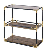 Heleris Clear Glass/Black Metal Frame Console Table