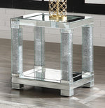 Noralie Mirrored Square End Table with Bottom Shelf