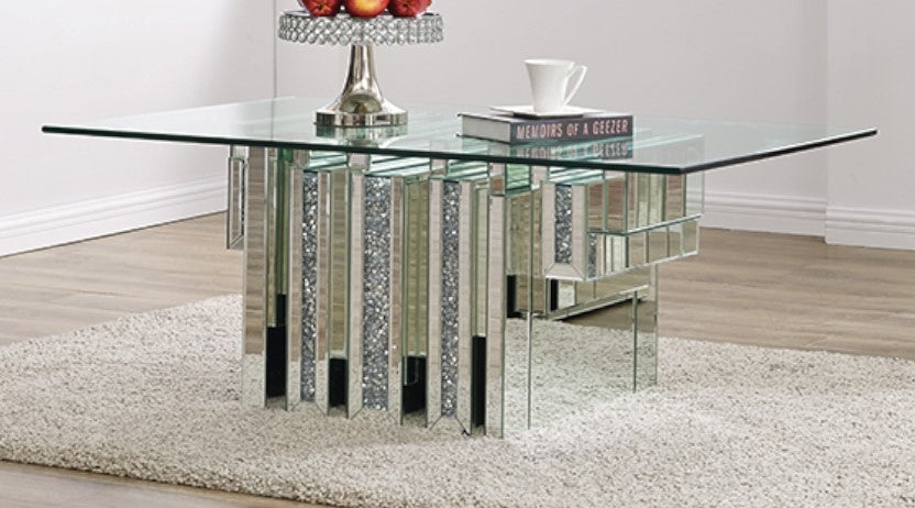 Noralie Mirrored Coffee Table with Rectangular Glass Top