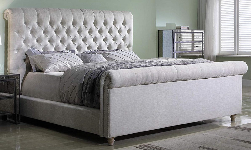 Jean-Carrie Cream Fabric King Bed (Oversized)