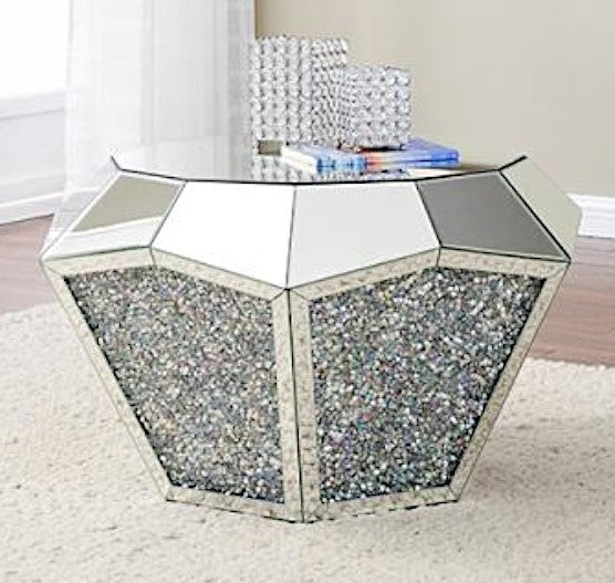 Noralie Mirrored Coffee Table with Glass Top