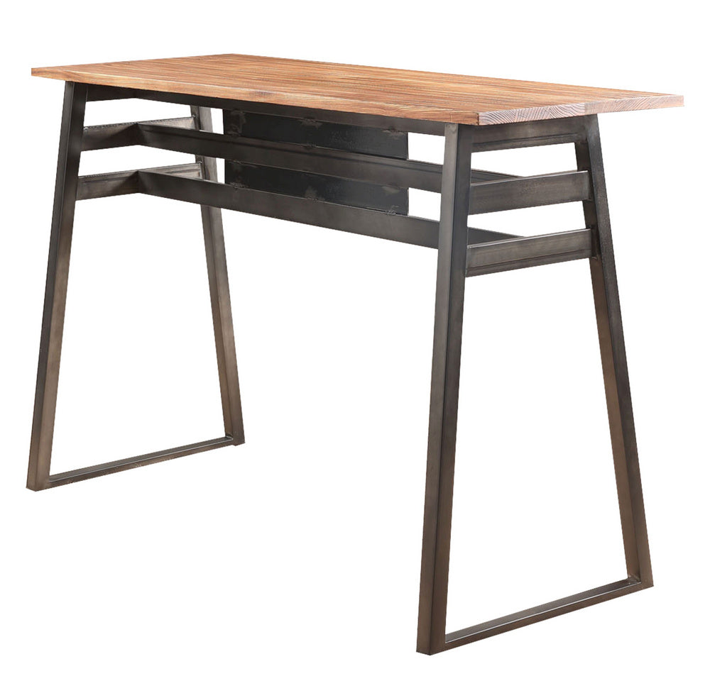 Scarus Natural Finish Wood/Gunmetal Steel Bar Table