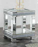 Noralie Mirrored End Table with Faux Diamonds