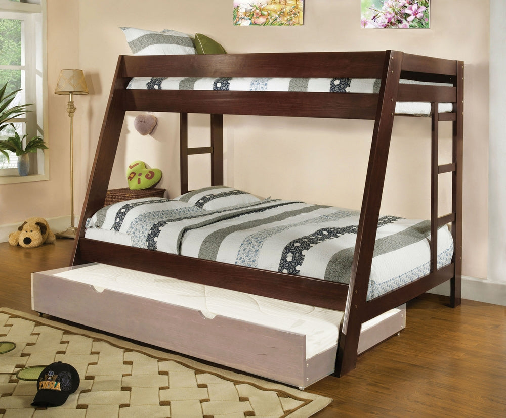 Arizona Dark Walnut Wood Twin/Full Bunk Bed