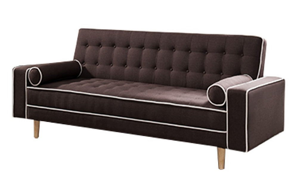 Castiel Dark Brown Linen Fabric Sofa Bed