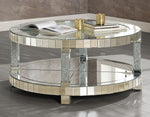 Fafia Mirrored Round Coffee Table with Faux Gems