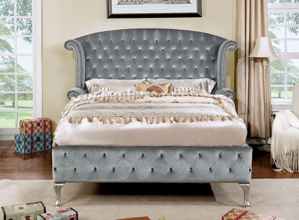 Alzir Gray Fabric King Bed (Oversized)