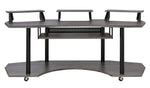 Eleazar Black Oak Wood/Metal Computer Desk with 3 Stands