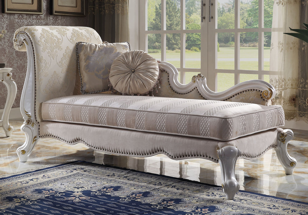 Picardy Fabric/Antique Pearl Wood Chaise