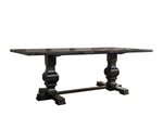 Morland Vintage Black Wood Dining Table with Double Pedestal