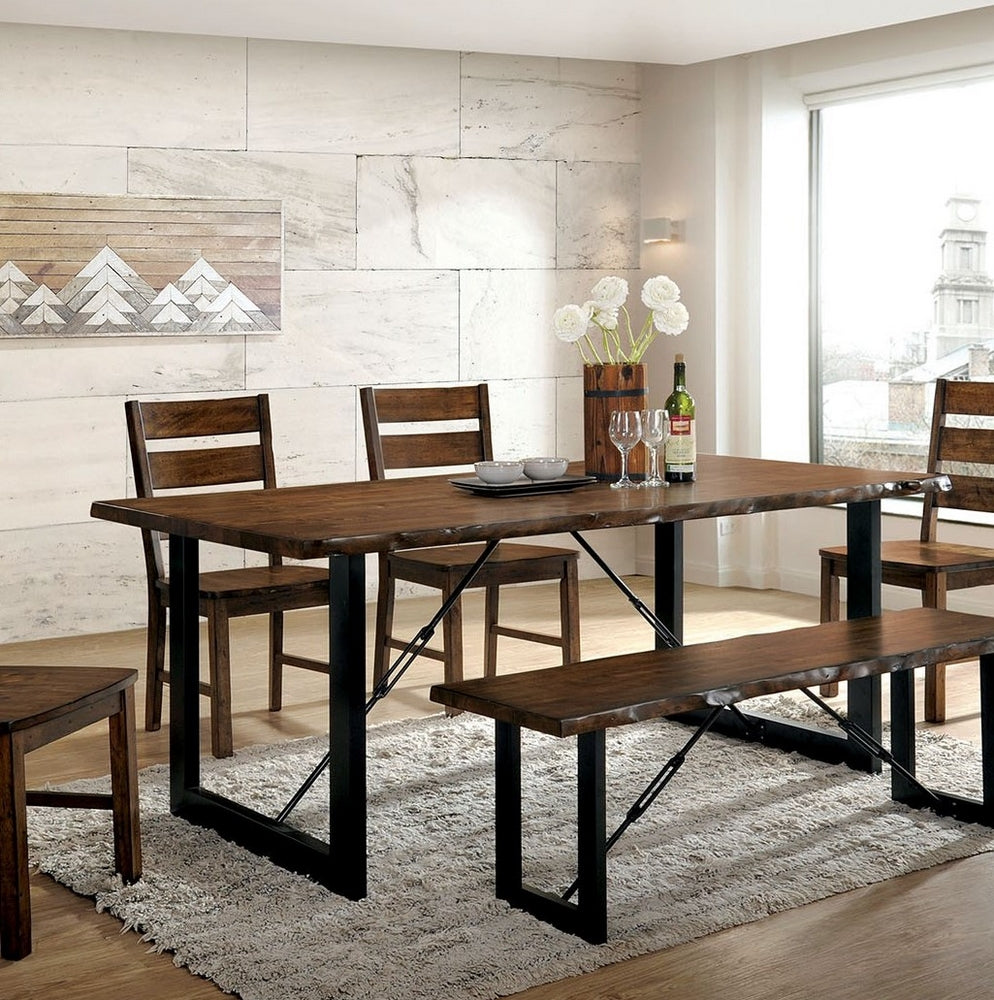 Dulce Walnut Metal/Solid Wood Dining Table