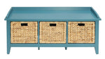 Flavius Teal Wood Bench with 3 Drawers