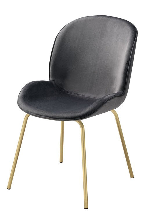 Chuchip 2 Gray Velvet/Gold Metal Side Chairs