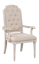 Wynsor 2 Fabric/Antique Champagne Wood Arm Chairs