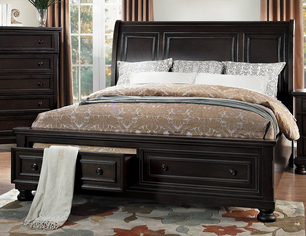 Begonia Gray Wood King Bed with Storage