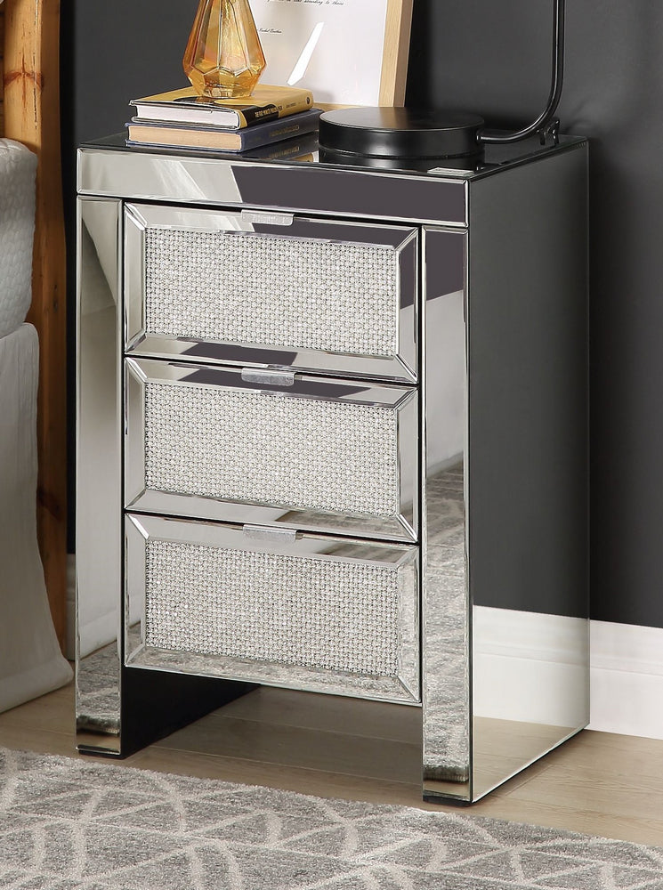 Lavina Mirrored Side Table with Faux Diamonds